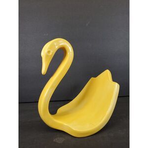Lucille’s Ceramic Studio Yellow Swan Bowl Figurine Vintage MCM Ceramic Swan Dish